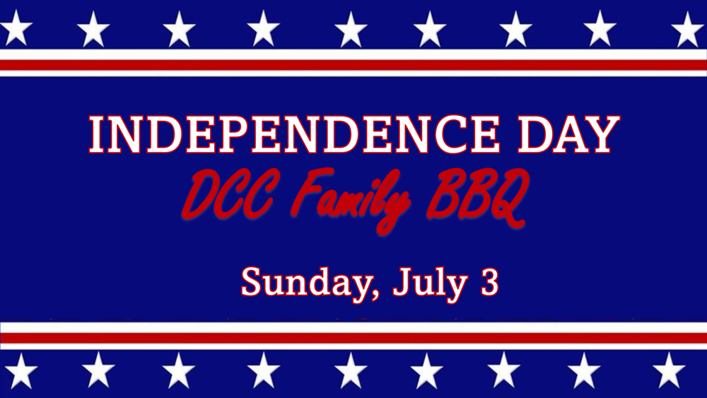 white idependence day text on a blue background